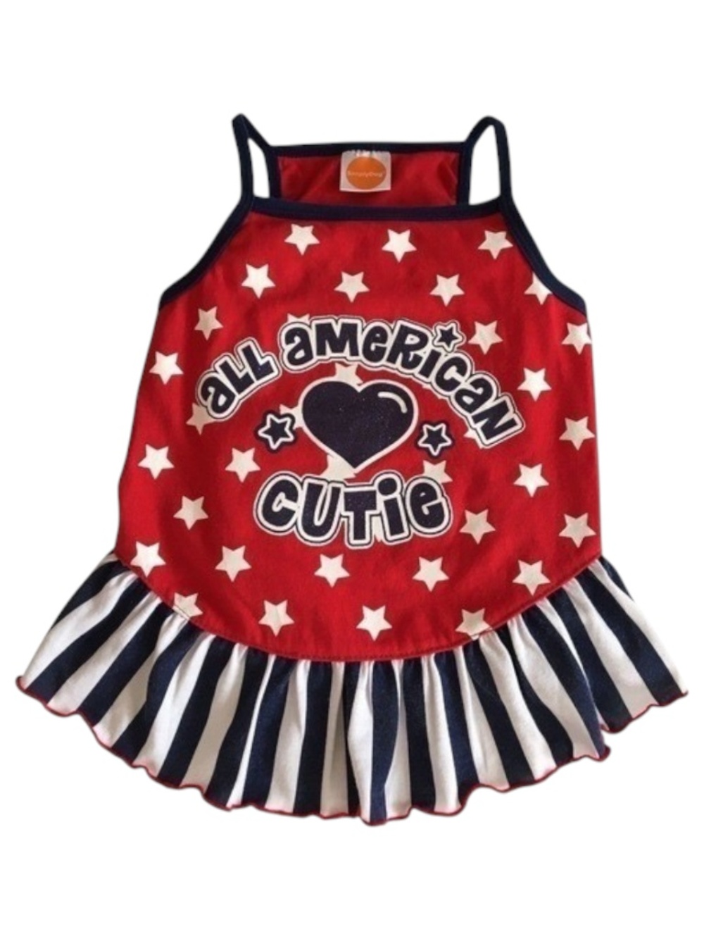 SimplyDog Dog Dress Size Medium Red Blue Stars Stripes All American Cutie